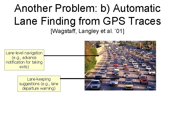 Another Problem: b) Automatic Lane Finding from GPS Traces [Wagstaff, Langley et al. ’