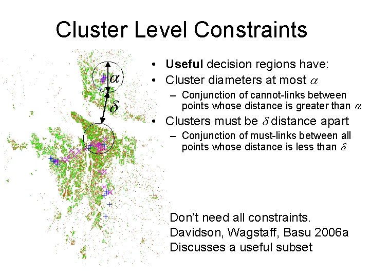 Cluster Level Constraints • Useful decision regions have: • Cluster diameters at most –