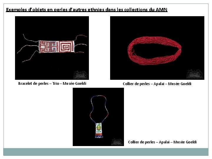 Exemples d’objets en perles d’autres ethnies dans les collections du AMN Bracelet de perles