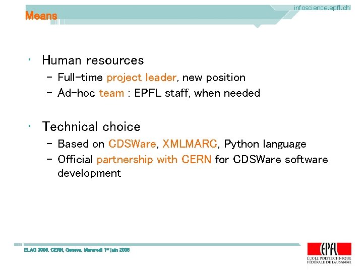 Means infoscience. epfl. ch • Human resources – Full-time project leader, new position – Means infoscience. epfl. ch • Human resources – Full-time project leader, new position –