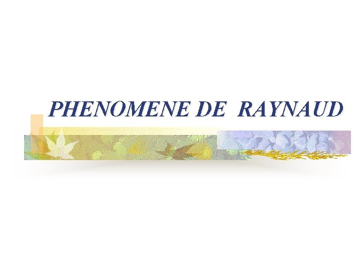 PHENOMENE DE RAYNAUD 