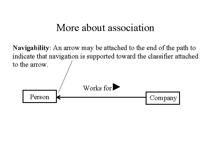 More about association Navigability: An arrow may be attached to the end of the More about association Navigability: An arrow may be attached to the end of the