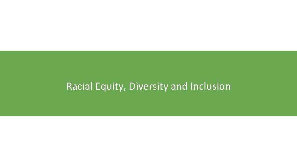 Racial Equity, Diversity and Inclusion 
