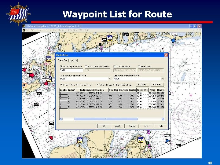 Waypoint List for Route 48 