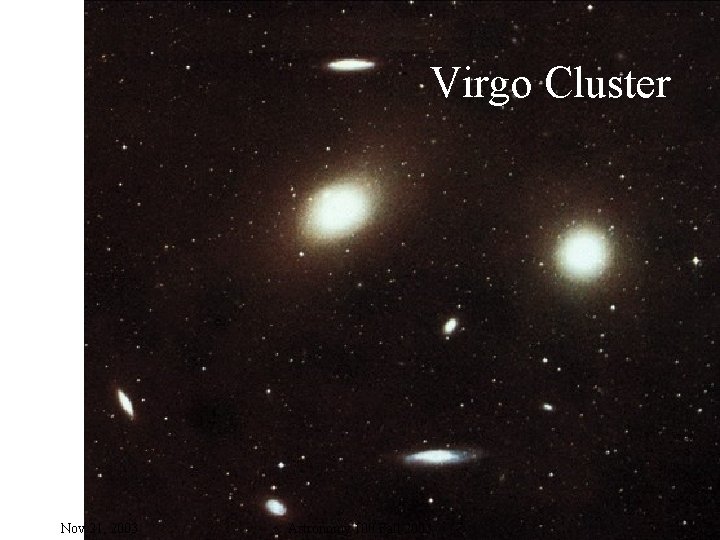 Virgo Cluster Nov 21, 2003 Astronomy 100 Fall 2003 