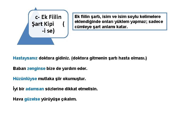 c- Ek Fiilin Şart Kipi ( -i se) Ek fiilin şartı, isim ve isim