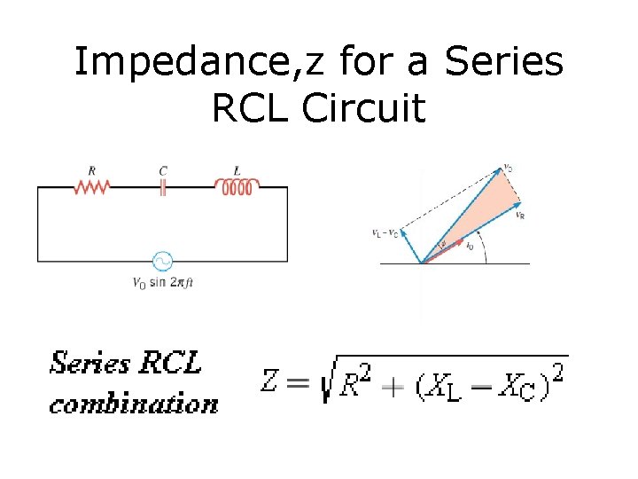 Impedance, z for a Series RCL Circuit 