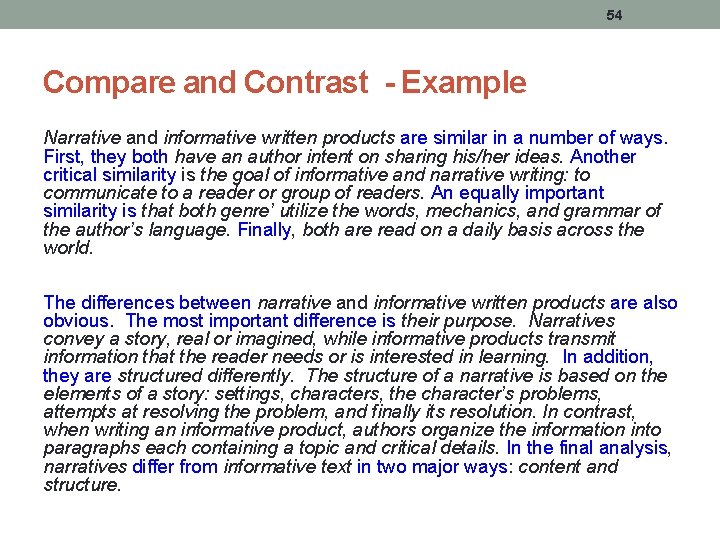 54 Compare and Contrast - Example Narrative and informative written products are similar in 54 Compare and Contrast - Example Narrative and informative written products are similar in