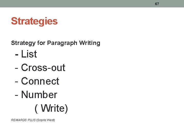 67 Strategies Strategy for Paragraph Writing - List - Cross-out - Connect - Number 67 Strategies Strategy for Paragraph Writing - List - Cross-out - Connect - Number