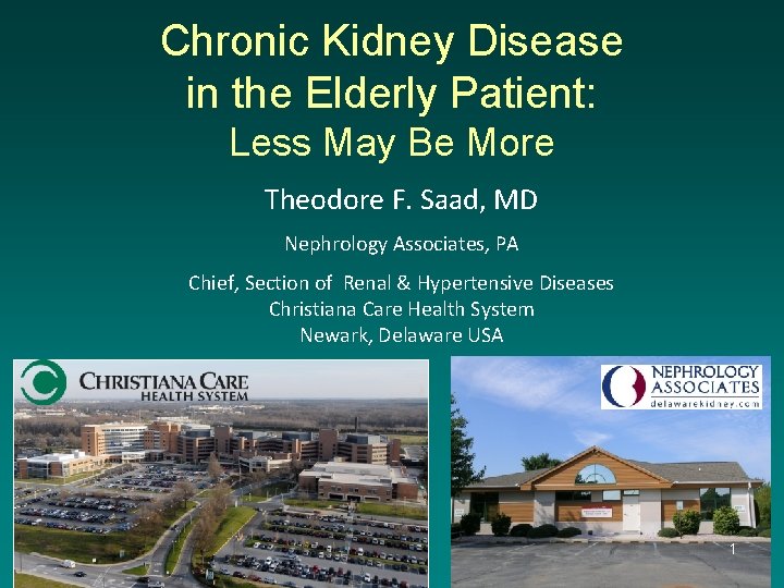 Chronic Kidney Disease in the Elderly Patient: Less May Be More Theodore F. Saad,