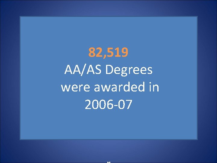 82, 519 AA/AS Degrees were awarded in 2006 -07 