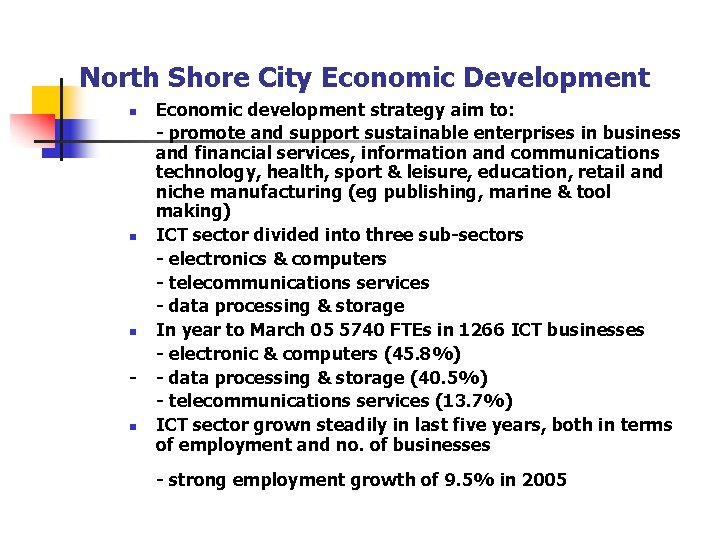 North Shore City Economic Development Economic development strategy aim to: - promote and support North Shore City Economic Development Economic development strategy aim to: - promote and support