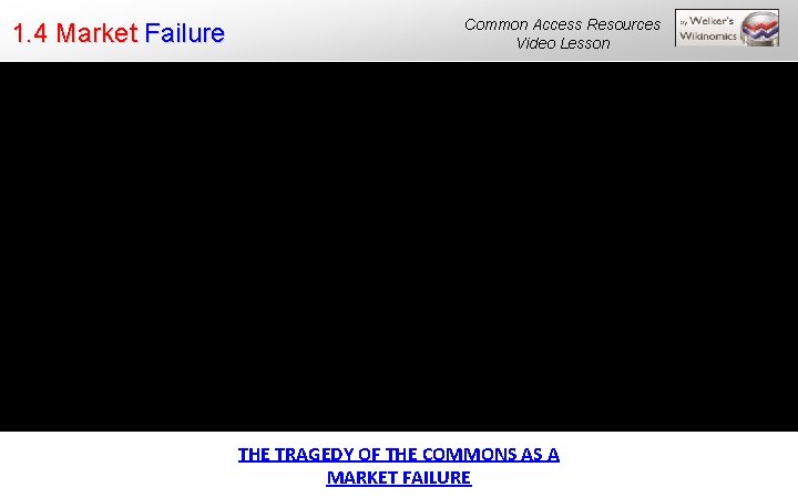 1. 4 Market Failure Common Access Resources Video Lesson THE TRAGEDY OF THE COMMONS