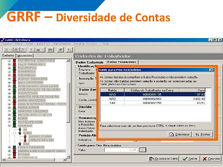 GRRF – Diversidade de Contas 