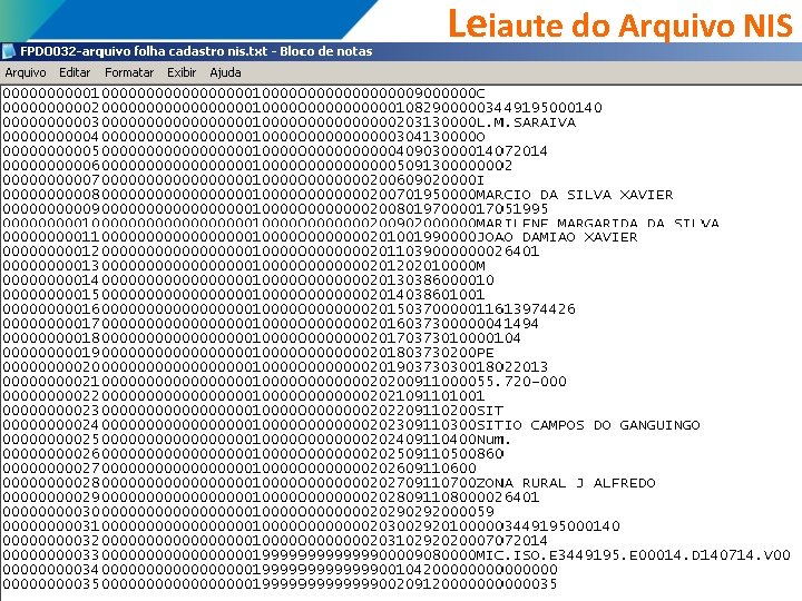 Leiaute do Arquivo NIS 