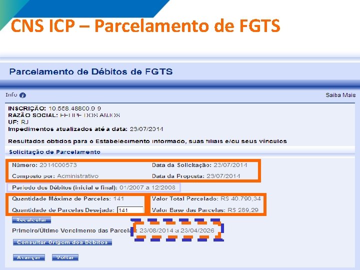 CNS ICP – Parcelamento de FGTS 