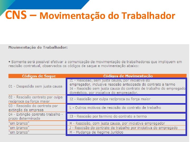 CNS – Movimentação do Trabalhador 