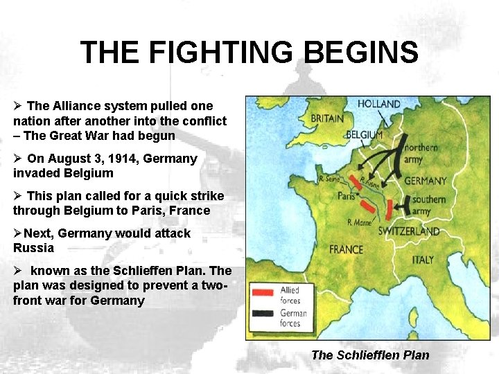 THE FIGHTING BEGINS Ø The Alliance system pulled one nation after another into the