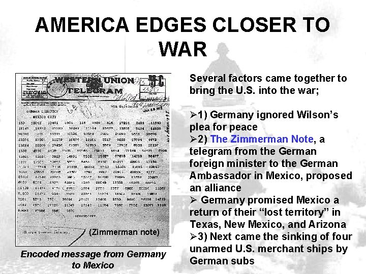 AMERICA EDGES CLOSER TO WAR Several factors came together to bring the U. S.