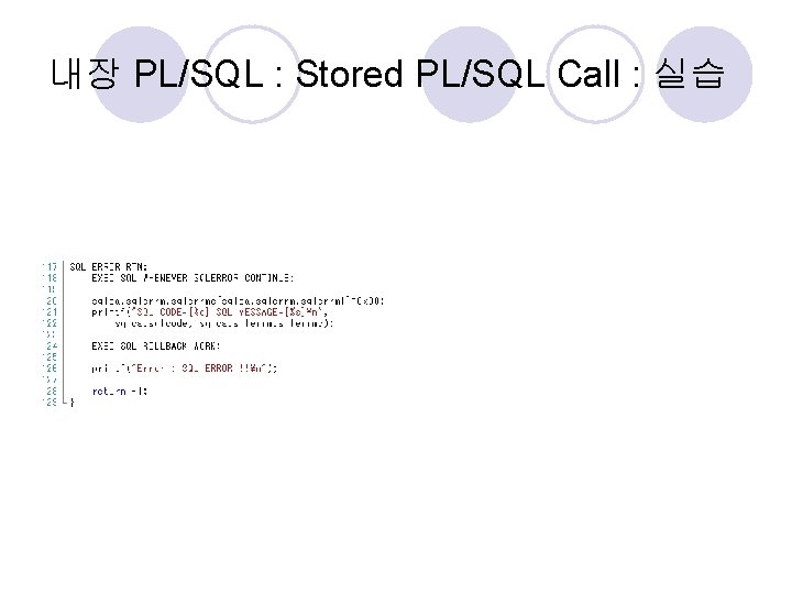 내장 PL/SQL : Stored PL/SQL Call : 실습 
