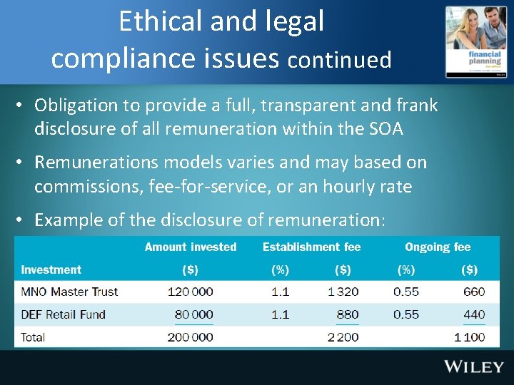 Ethical and legal compliance issues continued • Obligation to provide a full, transparent and