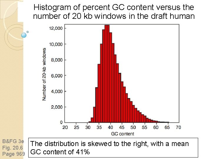 Histogram of percent GC content versus the number of 20 kb windows in the Histogram of percent GC content versus the number of 20 kb windows in the