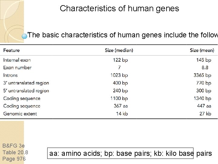 Characteristics of human genes The basic characteristics of human genes include the follow B&FG Characteristics of human genes The basic characteristics of human genes include the follow B&FG