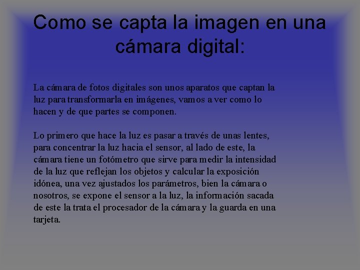 Como se capta la imagen en una cámara digital: La cámara de fotos digitales