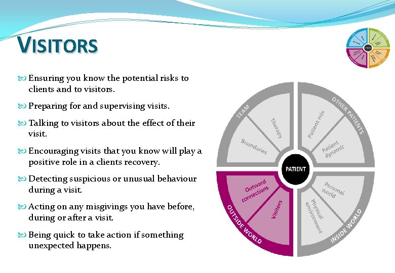 VISITORS Ensuring you know the potential risks to clients and to visitors. Preparing for