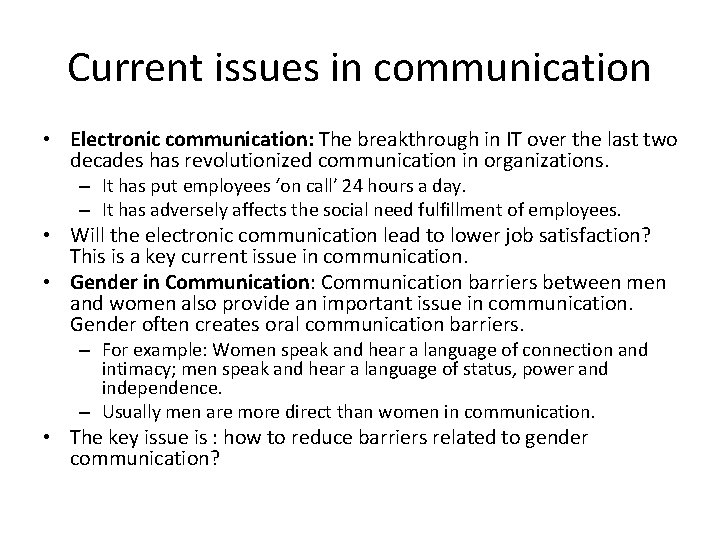 Current issues in communication • Electronic communication: The breakthrough in IT over the last Current issues in communication • Electronic communication: The breakthrough in IT over the last