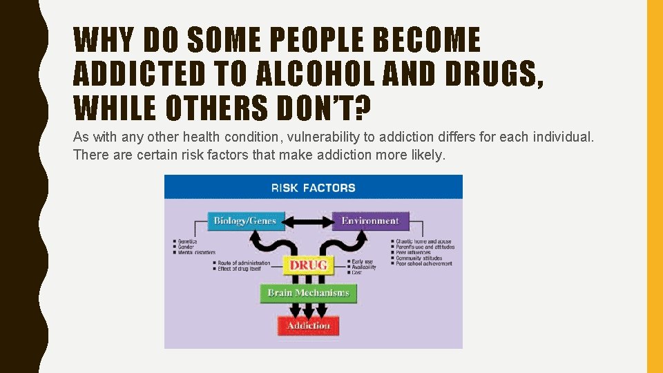 WHY DO SOME PEOPLE BECOME ADDICTED TO ALCOHOL AND DRUGS, WHILE OTHERS DON’T? As