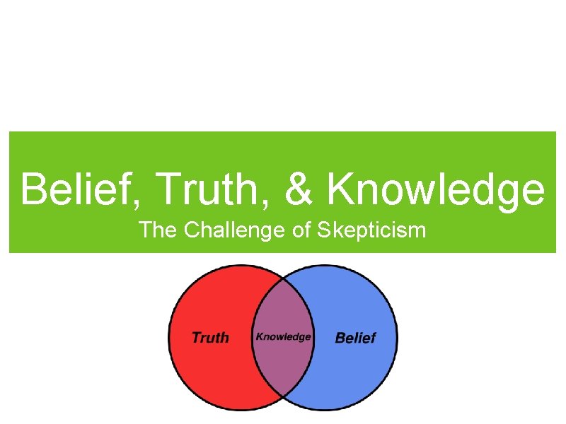Belief, Truth, & Knowledge The Challenge of Skepticism 