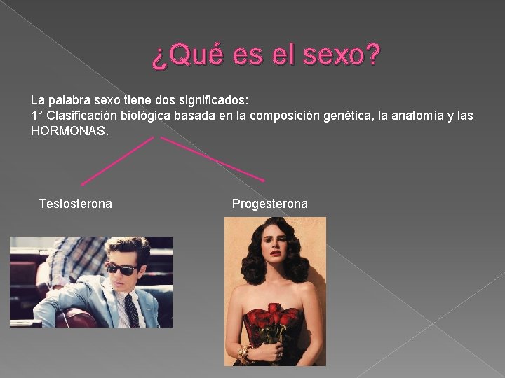 ¿Qué es el sexo? La palabra sexo tiene dos significados: 1° Clasificación biológica basada ¿Qué es el sexo? La palabra sexo tiene dos significados: 1° Clasificación biológica basada