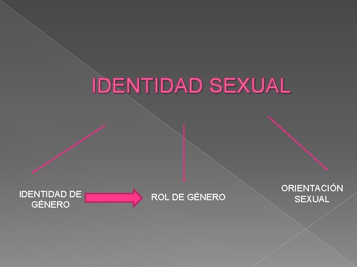 IDENTIDAD SEXUAL IDENTIDAD DE GÉNERO ROL DE GÉNERO ORIENTACIÓN SEXUAL 