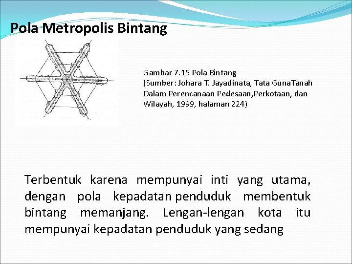 Pola Metropolis Bintang Gambar 7. 15 Pola Bintang (Sumber: Johara T. Jayadinata, Tata Guna.