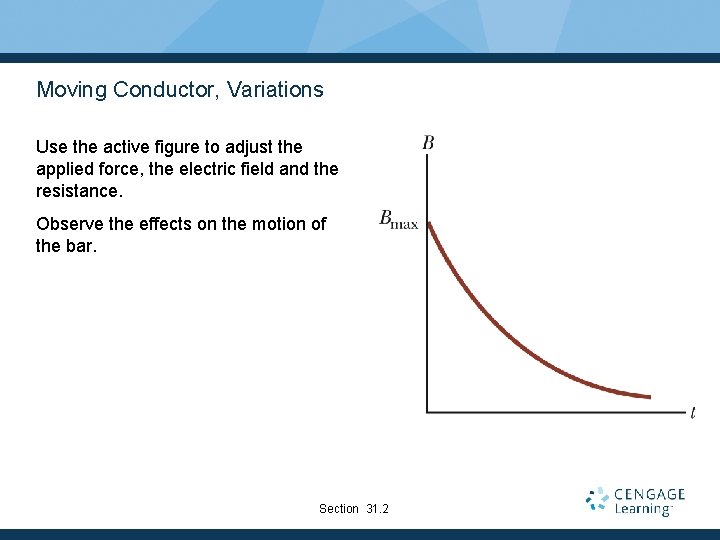 Moving Conductor, Variations Use the active figure to adjust the applied force, the electric