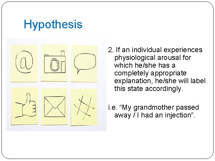 Hypothesis 2. If an individual experiences physiological arousal for which he/she has a completely