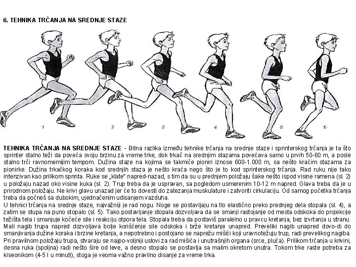 6. TEHNIKA TRČANJA NA SREDNJE STAZE - Bitna razlika između tehnike trčanja na srednje