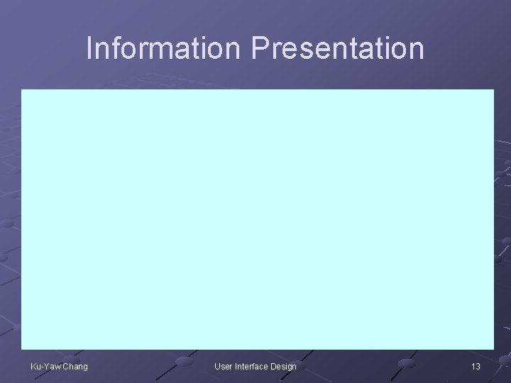 Information Presentation Ku-Yaw Chang User Interface Design 13 