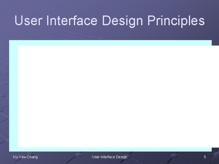 User Interface Design Principles Ku-Yaw Chang User Interface Design 5 