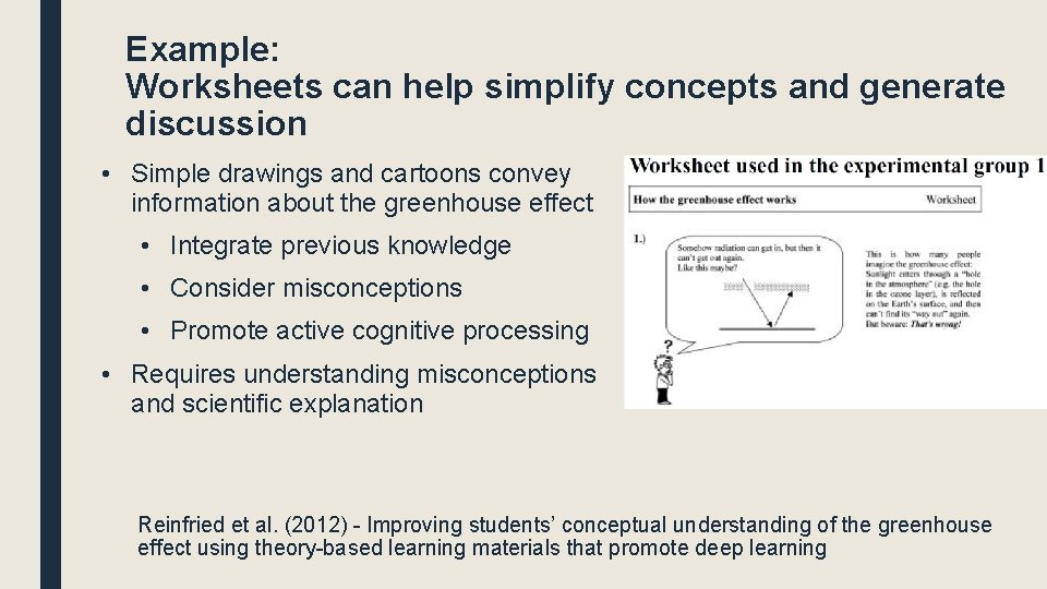 Example: Worksheets can help simplify concepts and generate discussion • Simple drawings and cartoons