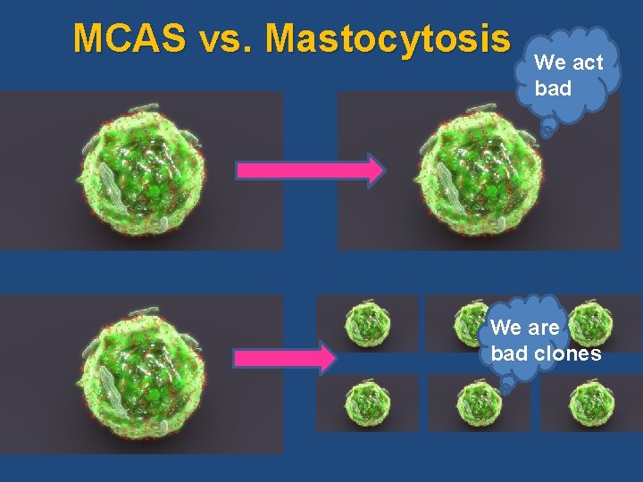 MCAS vs. Mastocytosis We act bad We are bad clones 