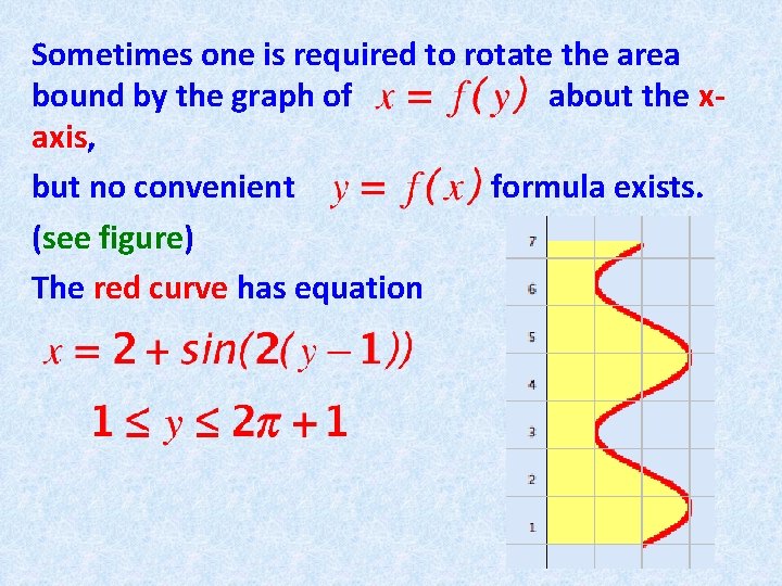 Sometimes one is required to rotate the area bound by the graph of about