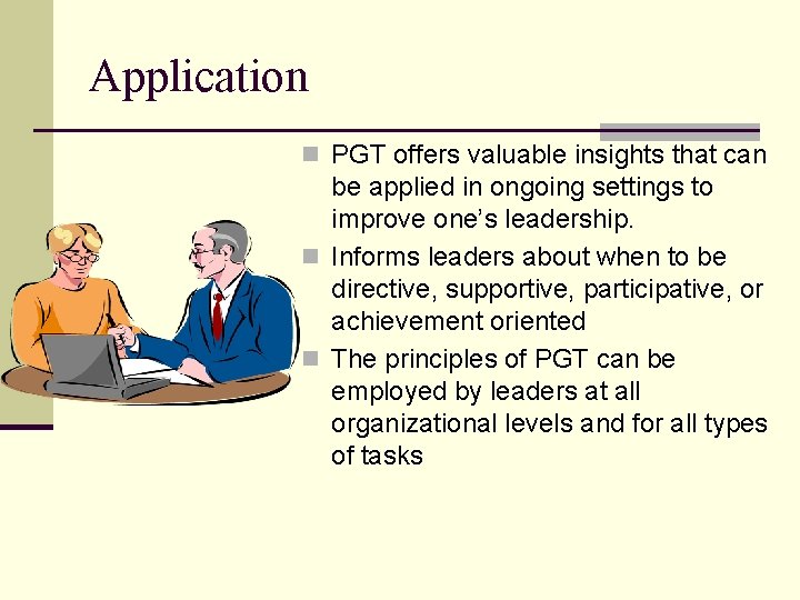 Application n PGT offers valuable insights that can be applied in ongoing settings to