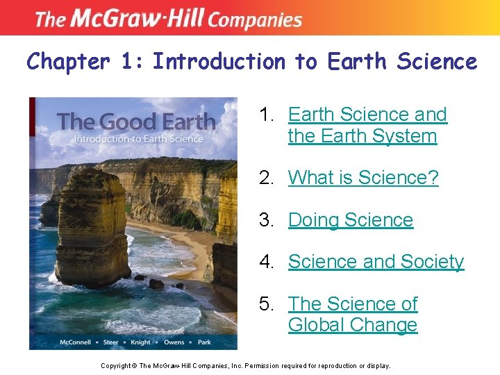 Chapter 1: Introduction to Earth Science 1. Earth Science and the Earth System 2.