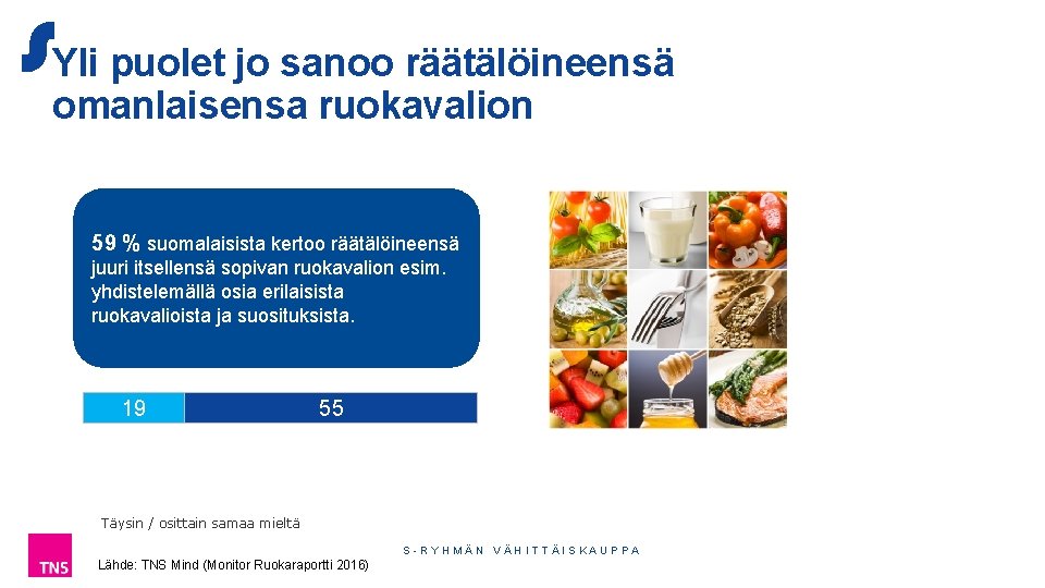Yli puolet jo sanoo räätälöineensä omanlaisensa ruokavalion 59 % suomalaisista kertoo räätälöineensä juuri itsellensä