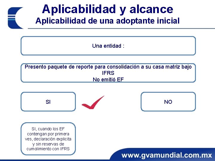 Aplicabilidad y alcance Aplicabilidad de una adoptante inicial Una entidad : Presento paquete de Aplicabilidad y alcance Aplicabilidad de una adoptante inicial Una entidad : Presento paquete de