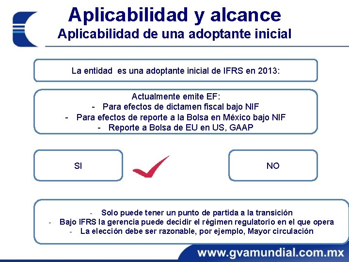 Aplicabilidad y alcance Aplicabilidad de una adoptante inicial La entidad es una adoptante inicial Aplicabilidad y alcance Aplicabilidad de una adoptante inicial La entidad es una adoptante inicial