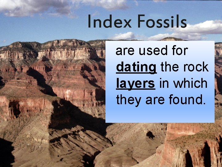 Index Fossils are used for dating the rock layers in which they are found.