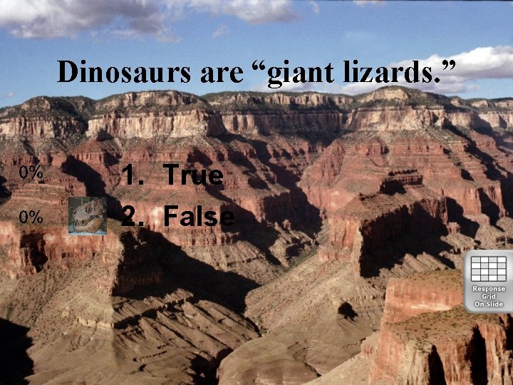 Dinosaurs are “giant lizards. ” 1. True 2. False 